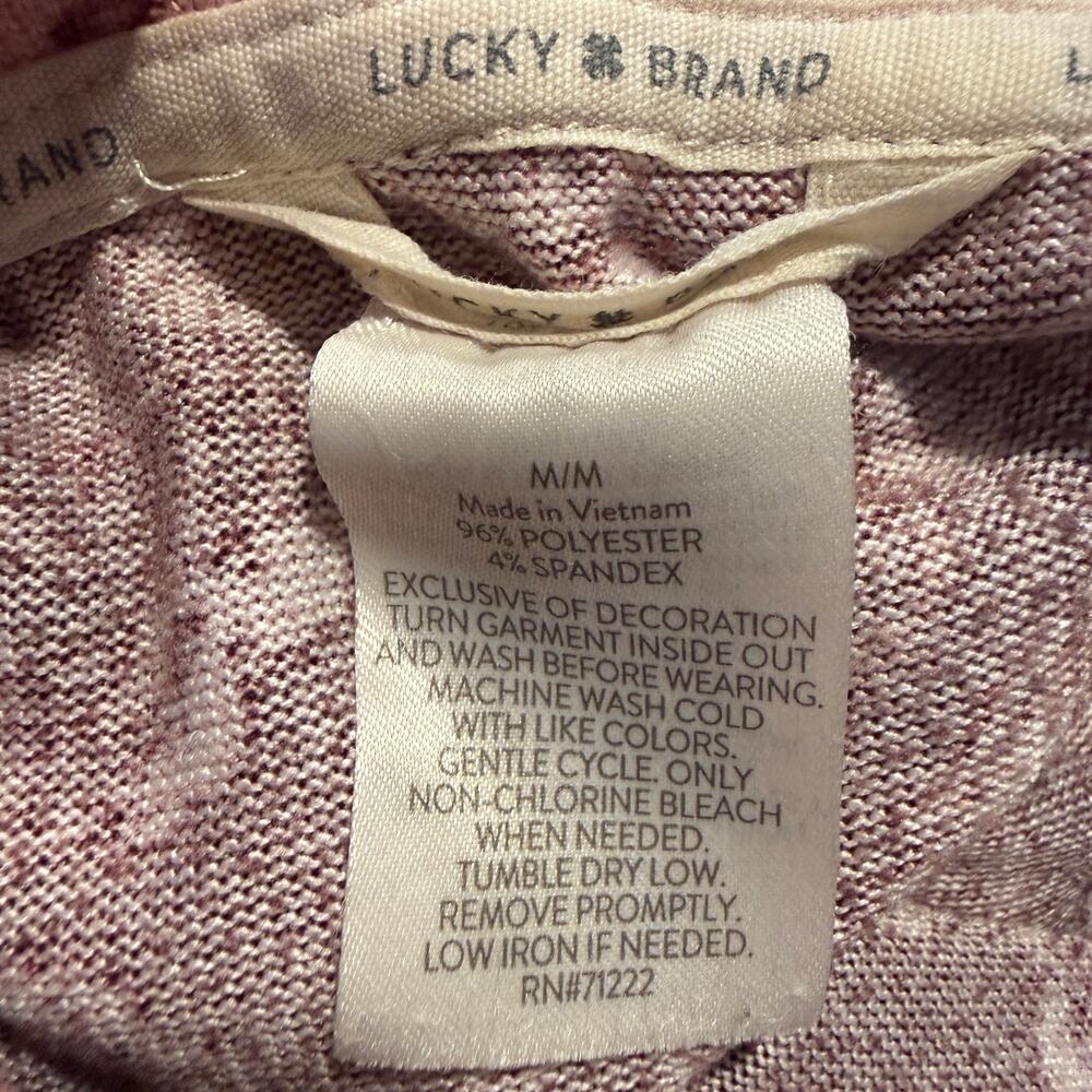 Lucky Brand Paisley Lounge Pajama Set Medium Burgundy Pink Boho Comfort Soft - Picture 7 of 9